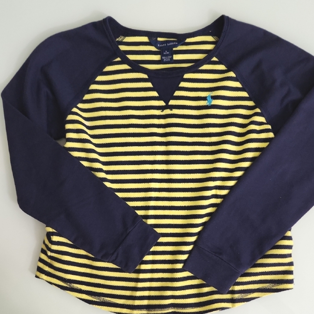 Ralph Lauren Kids Navy and Yellow Striped Top